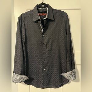 Robert graham black French / spread collar shirt - small size - classic fit
